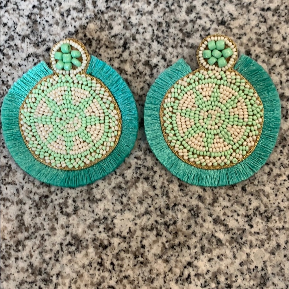 Boutique green beaded earrings